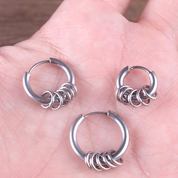 Bông tai nam inox khuyên tròn cá tính năng động