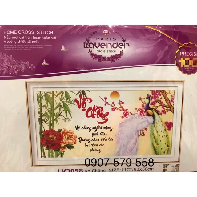 TRANH THÊU CHỮ THẬP VỢ CHỒNG 92x50cm