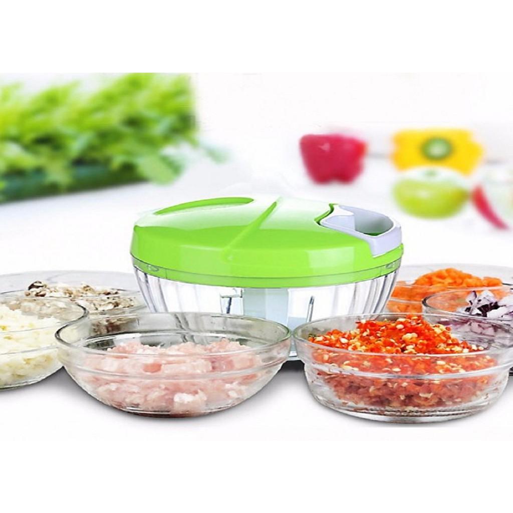 Dụng cụ xay tỏi ớt, xay tiêu, xay gia vị cao cấp cầm tay có dây kéo nhiều màu.