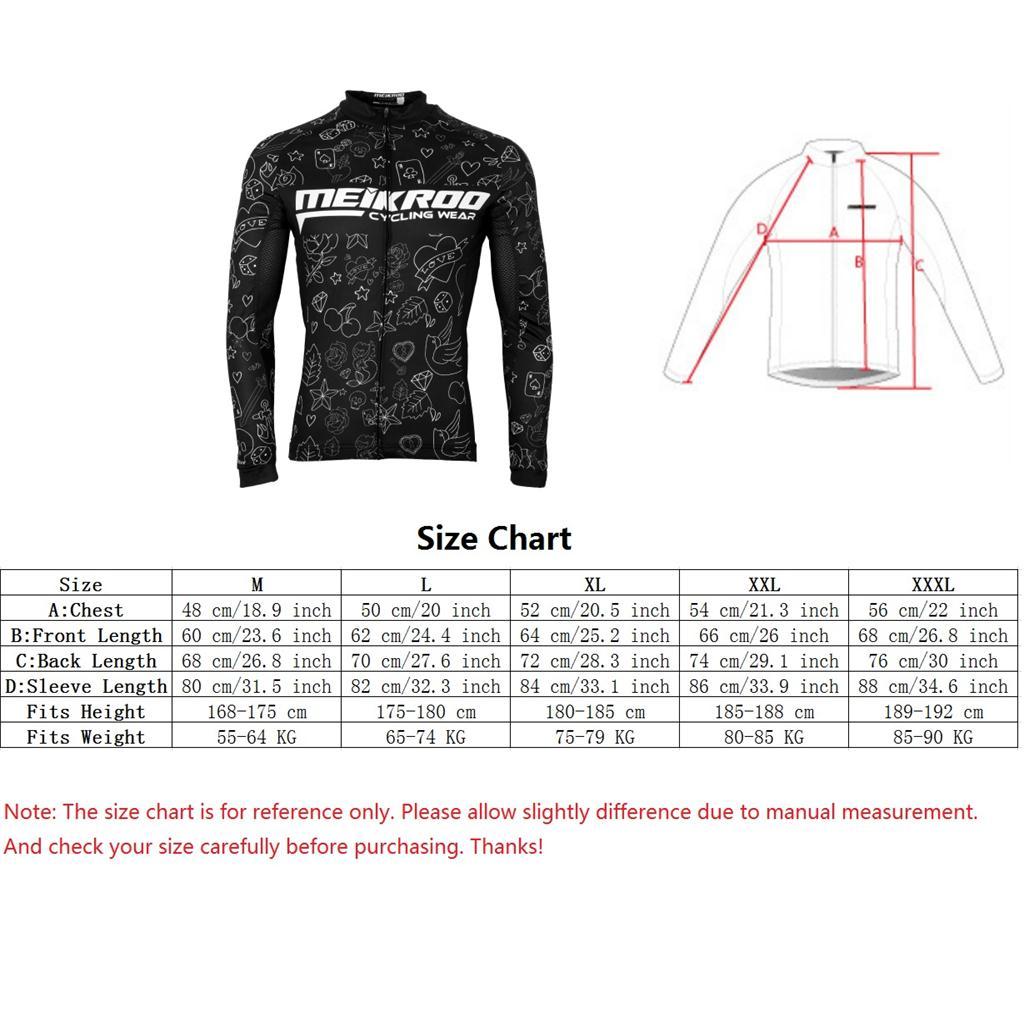 Men's Cycling Jersey Top - Long Sleeve Zipper Bike Biking Riding Racing Shirt Jacket, M-3XL