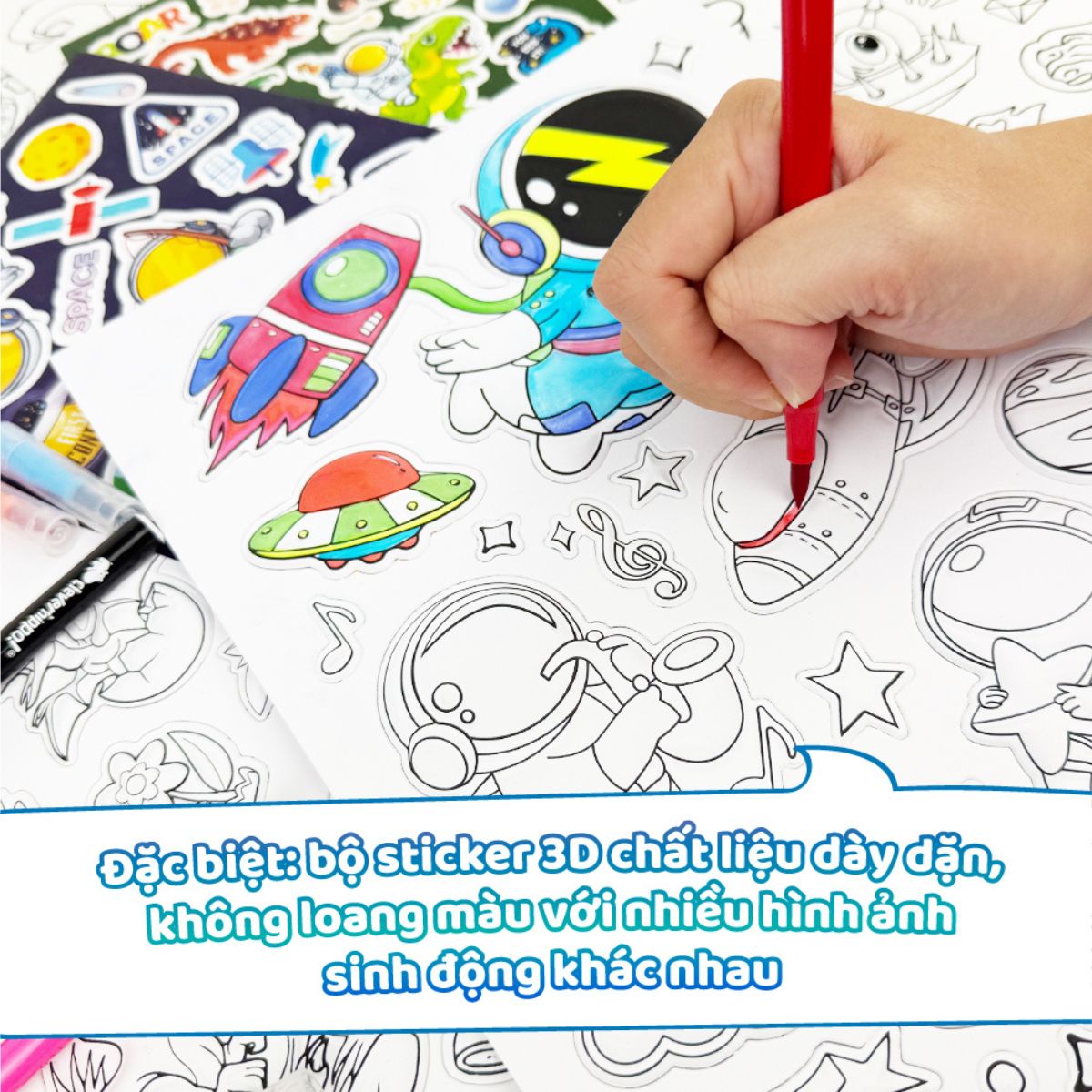 Đồ Chơi Bộ Sticker Nghệ Thuật Và Bút Marker - Dinosaur &amp; Galaxy CLEVERHIPPO SS02