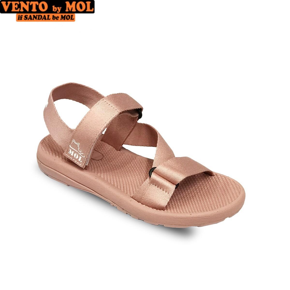 Giày sandal unisex nam nữ quai chéo vải dù đế mõng Slim có quai hậu cố định hiệu MOL mang đi học du lịch MS1166P