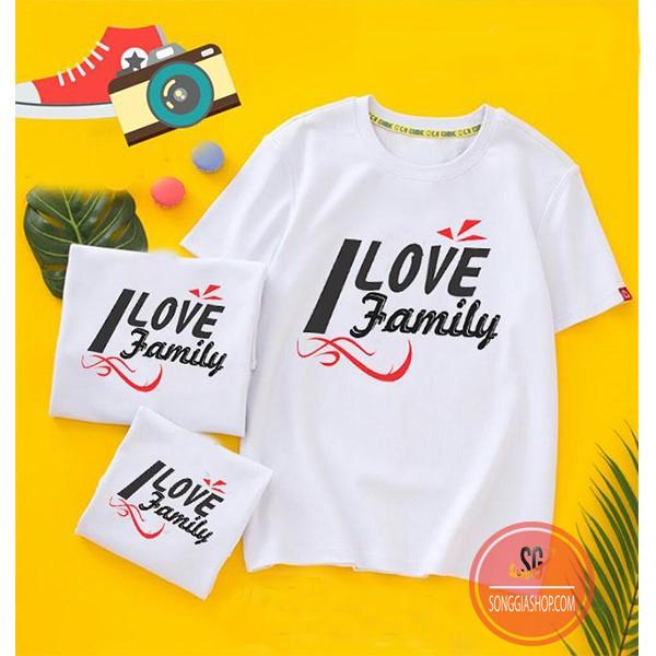 Áo gia đình I LOVE FAMILY - ĐỦ SIZE - màu trắng (GD306T)