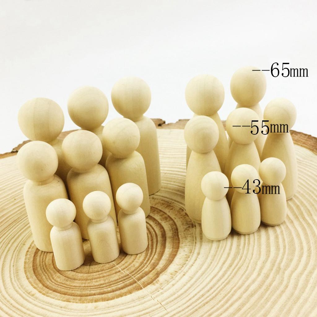 30PCS Blank Wooden Peg Family People Peg Dolls Crafts DIY Toys