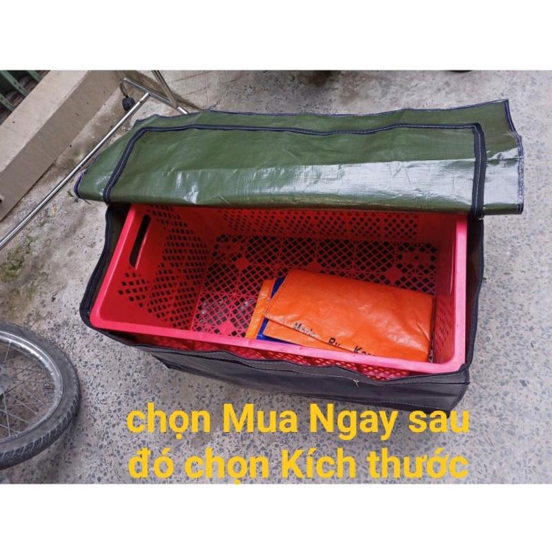 Túi bạt đựng sọt chở hàng CHỐNG NƯỚC TUYỆT ĐỐI, túi đựng sọt shipper (có phần che dây kéo và túi phụ, thương hiệu GINGOOD)