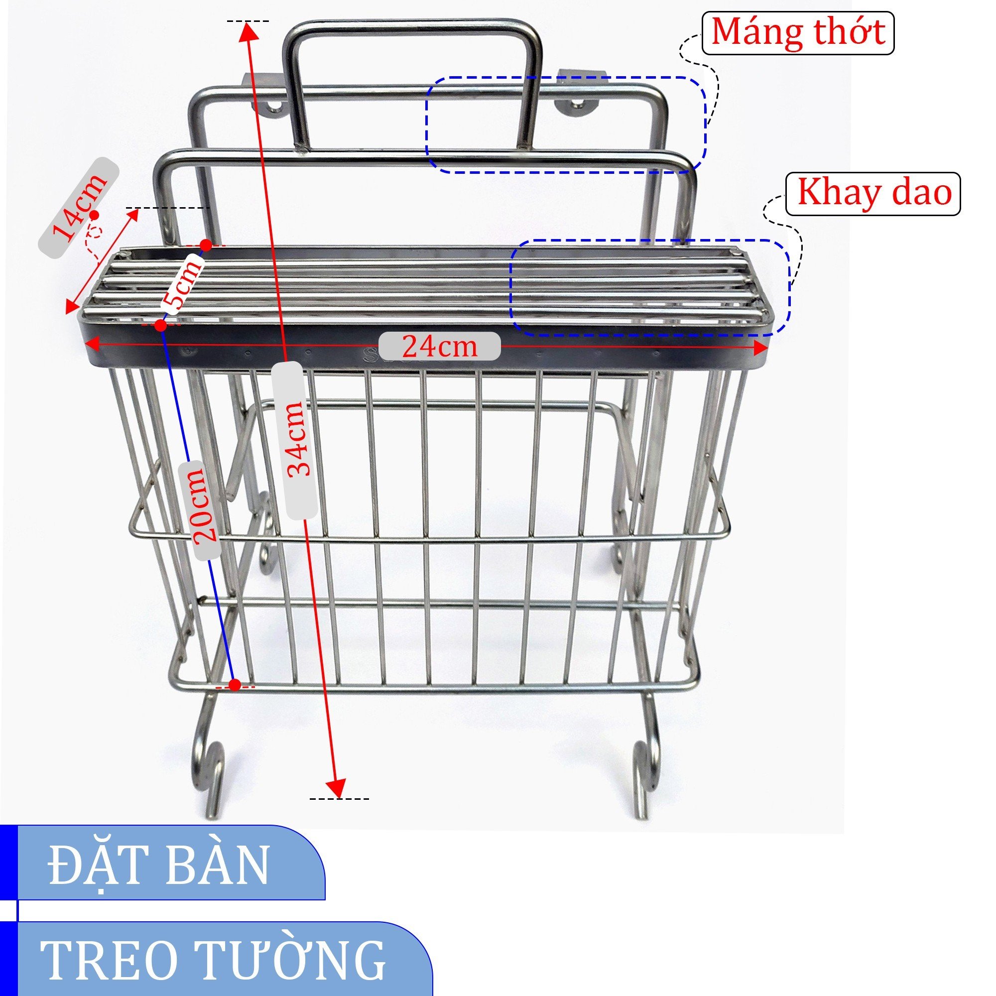 Kệ Dao Thớt INOX KI-T01- Kích thước 24x14x34cm