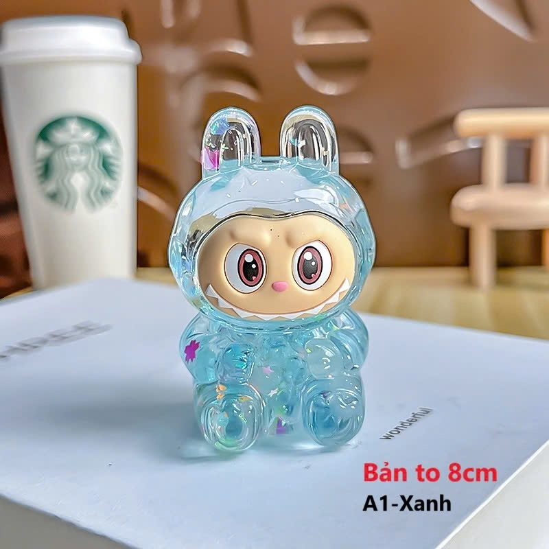 Labubu nước Khổng lồ SIZE TO 8cm mở mắt 3D dạ quang 10 màu đồ chơi mô hình nhân vật DIY trang trí decor phát sáng B208