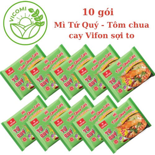 10 gói mì Tôm chua cay Vifon - Mì tứ quý Vifon 72gr