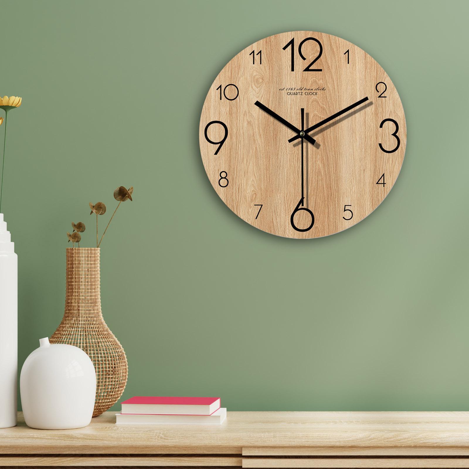 Wall Clock 12inch Fashion Non Ticking Clock for Bedroom Living Room Home