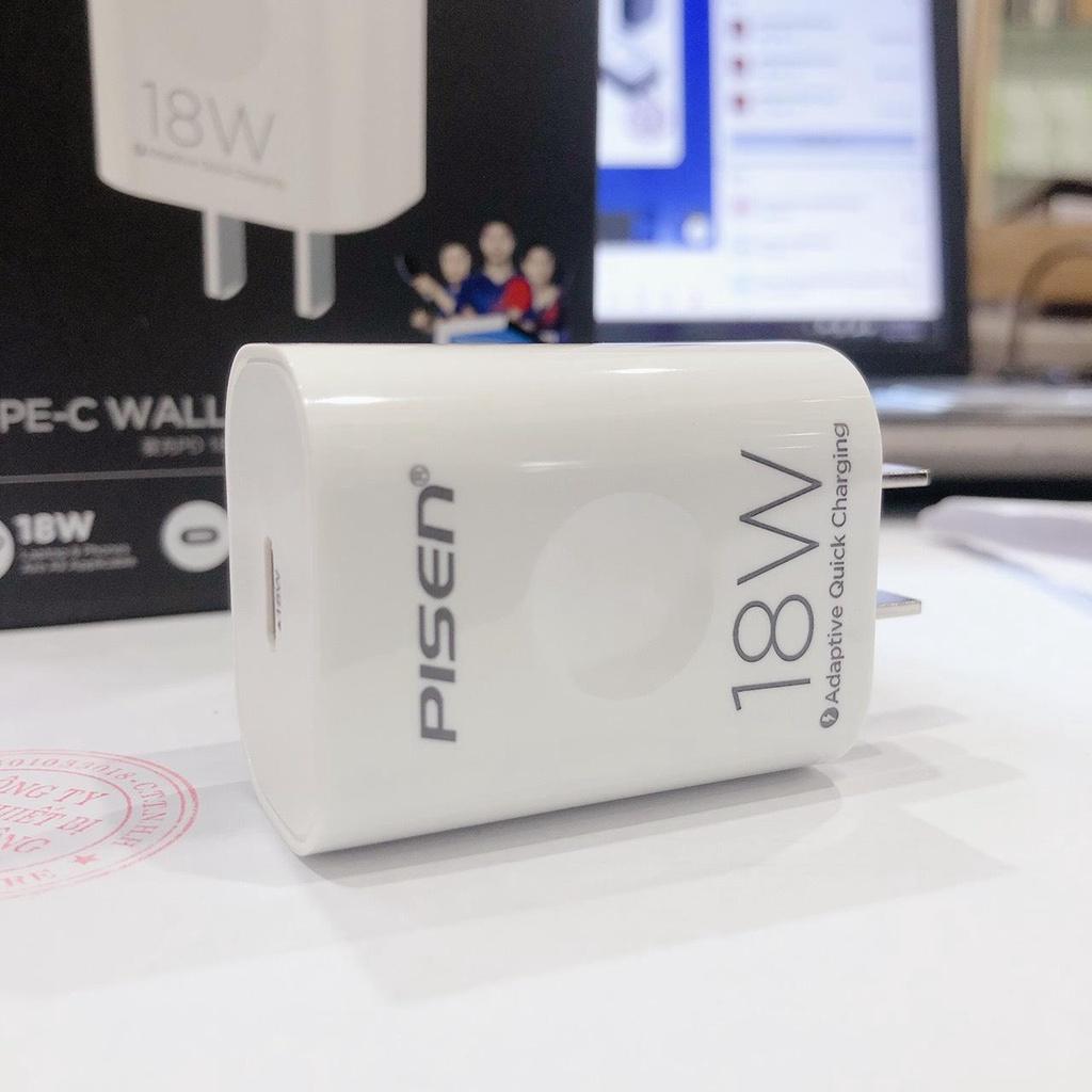 Cóc sạc nhanh Pisen Quick Type-C Wall Charger PD 3.0 18W - , Hàng chính hãng