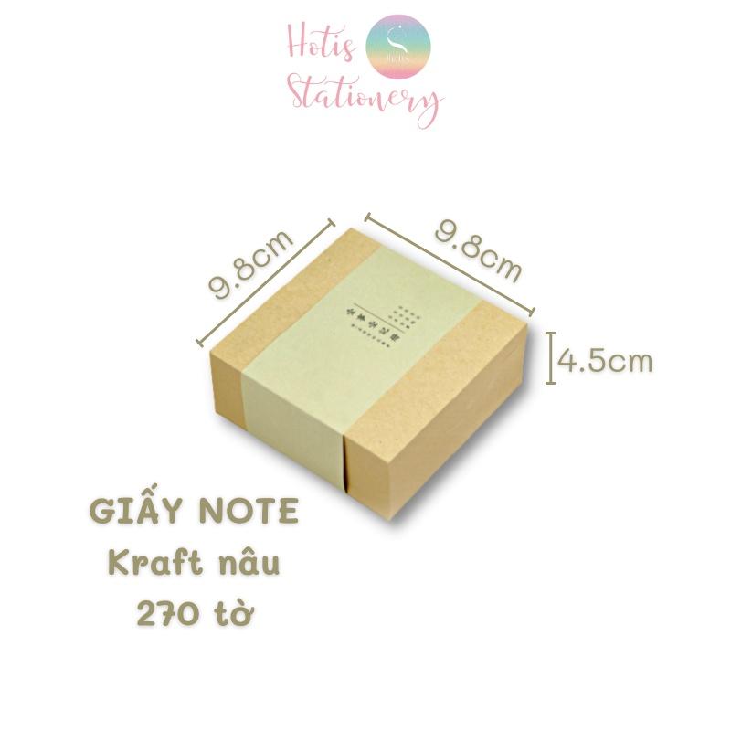 Giấy ghi chú, giấy note basic trơn - Kraft/ Trắng ngà - 270 tờ