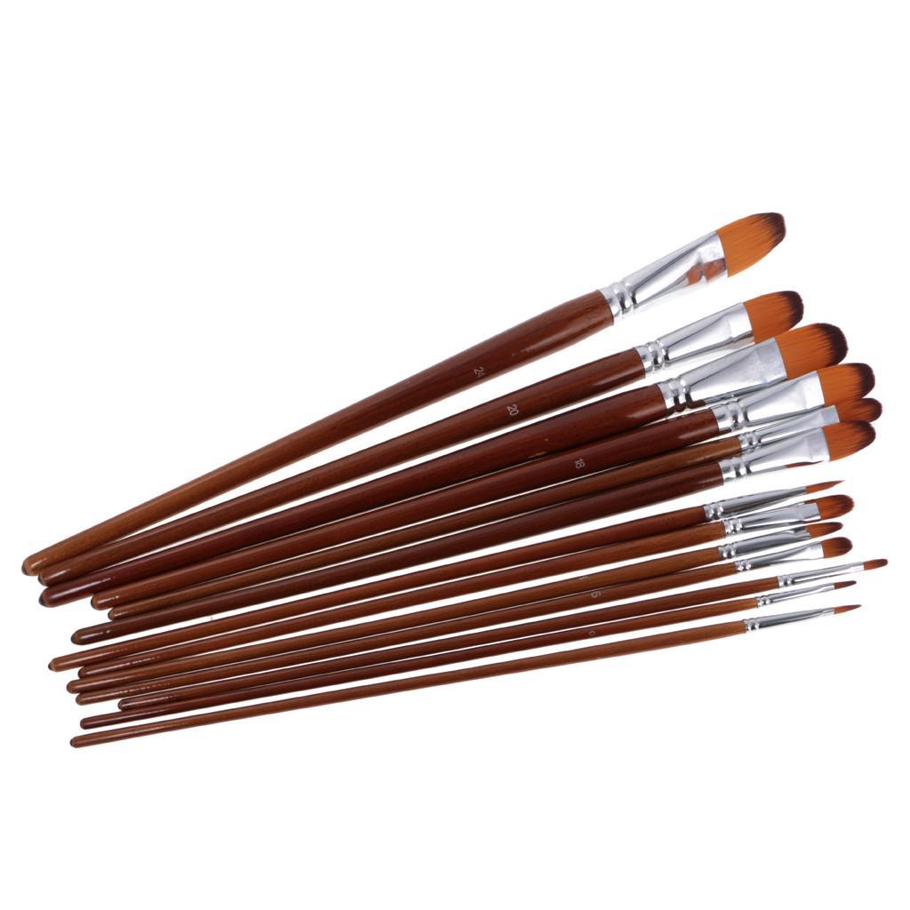 26 Sizes Professional Angular Paint Brush Nylon Hair Angled Paint Brushes Set Art Paintbrush for Artist Watercolor, Acrylic, Gouache, Oil Painting