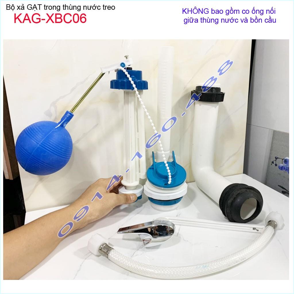 Bộ xả bồn cầu treo tường KAG-XBC06-tay gạt, Bộ ruột xả ruột két nước treo cho bồn cầu két rời