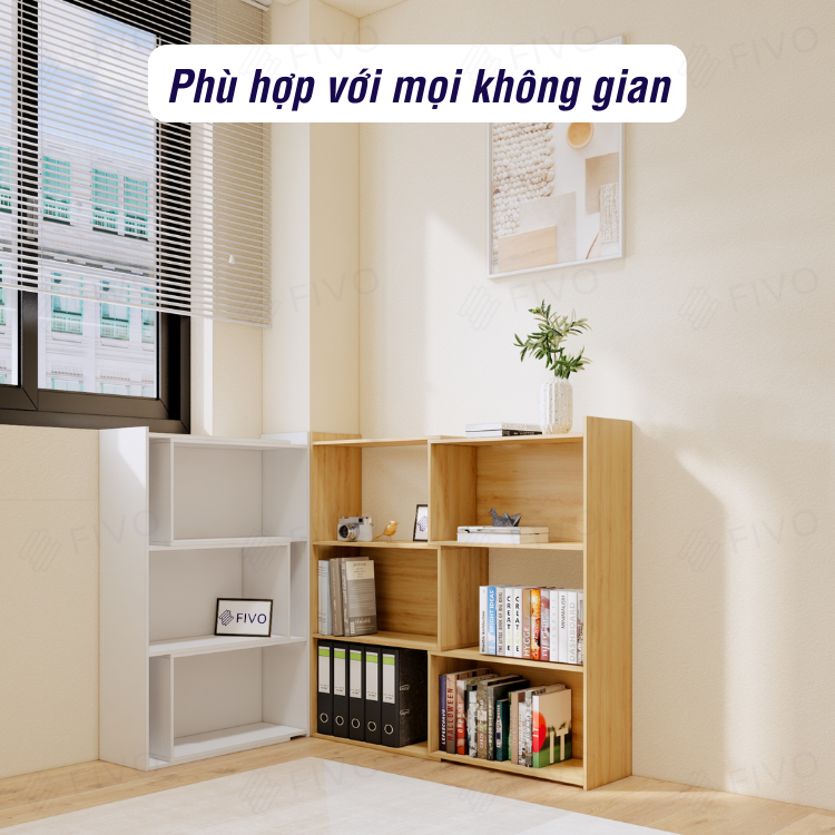 Kệ Gỗ Trang Trí Để Sàn FIVO FB71, Thiết Kế Thông Minh Có Thể Đóng Mở Tùy Thích, Phù Hợp Với Mọi Không Gian, Dễ Dàng Lắp Ráp - 3 Tầng