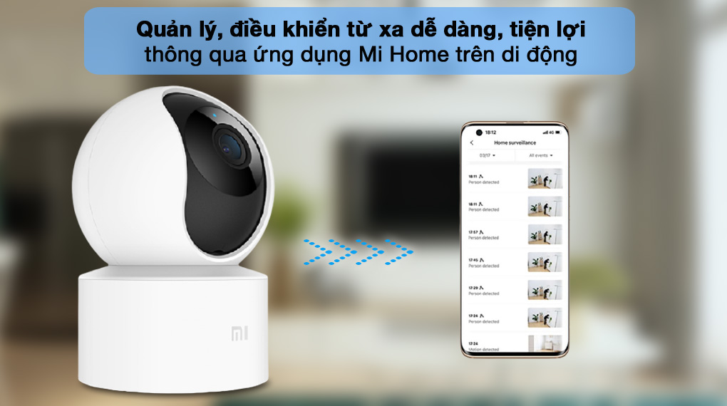 Camera 360° Xiaomi - Hàng chính hãng - Camera quan sát Mi 360° 1080P Mi Home Security có đèn hồng ngoại, kết nối wifi