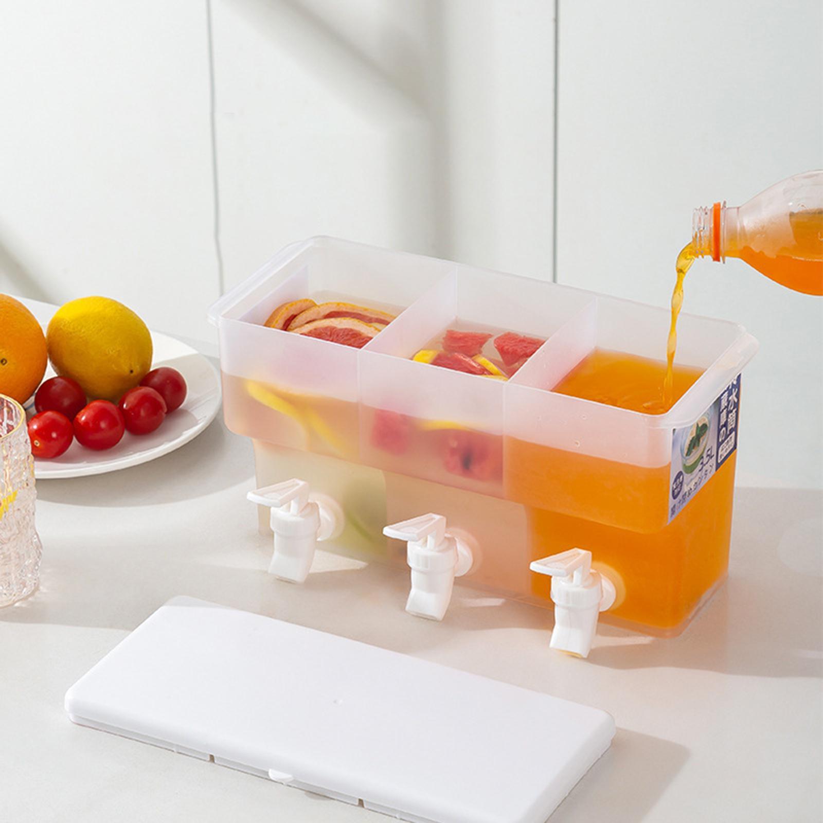 Large Beverage Dispenser with 3 Faucets Refillable Kitchen Gadgets Pitcher