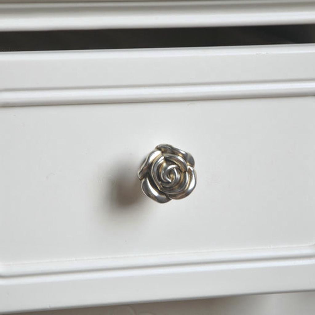 Silver Rose Cabinet Drawer Furniture Door knob Handle Pull Hardware