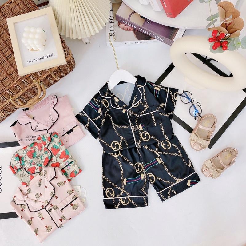 Bộ pijama lụa cộc tay quần đùi bé trai hàng quảng châu cao cấp sz 10-20kg