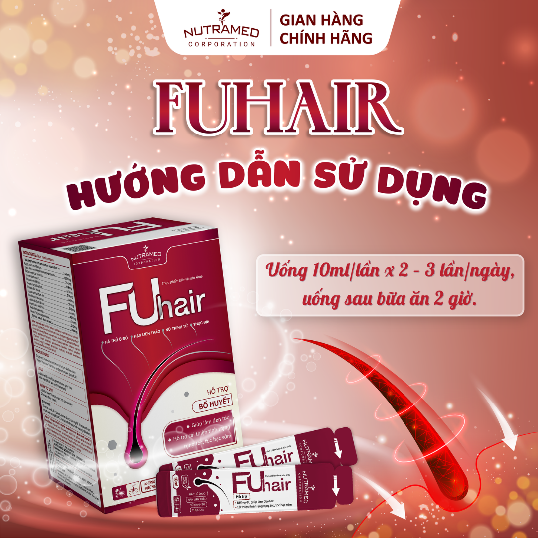 Gói uống Fuhair hỗ trợ bổ huyết, đen tóc, đẹp da cho phái đẹp (20 gói) - Nutramed