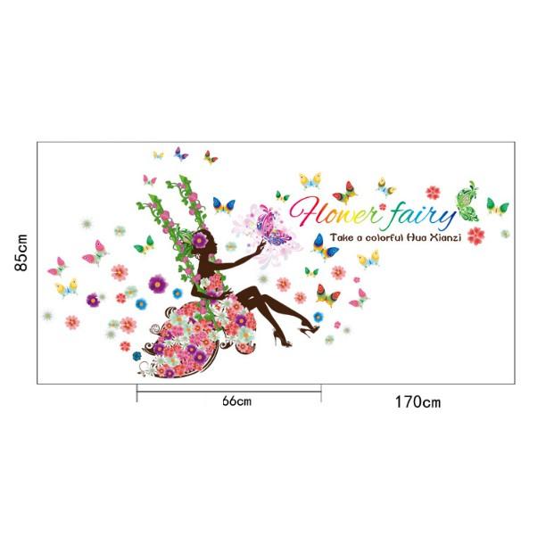 Decal trang trí tường - Xích Đu Cô Gái Hoa Hower