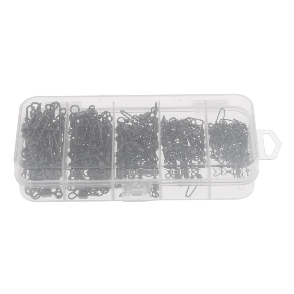 150Pcs Fishing Rolling Swivels With Coast Lock Snaps Line Hook Connectors