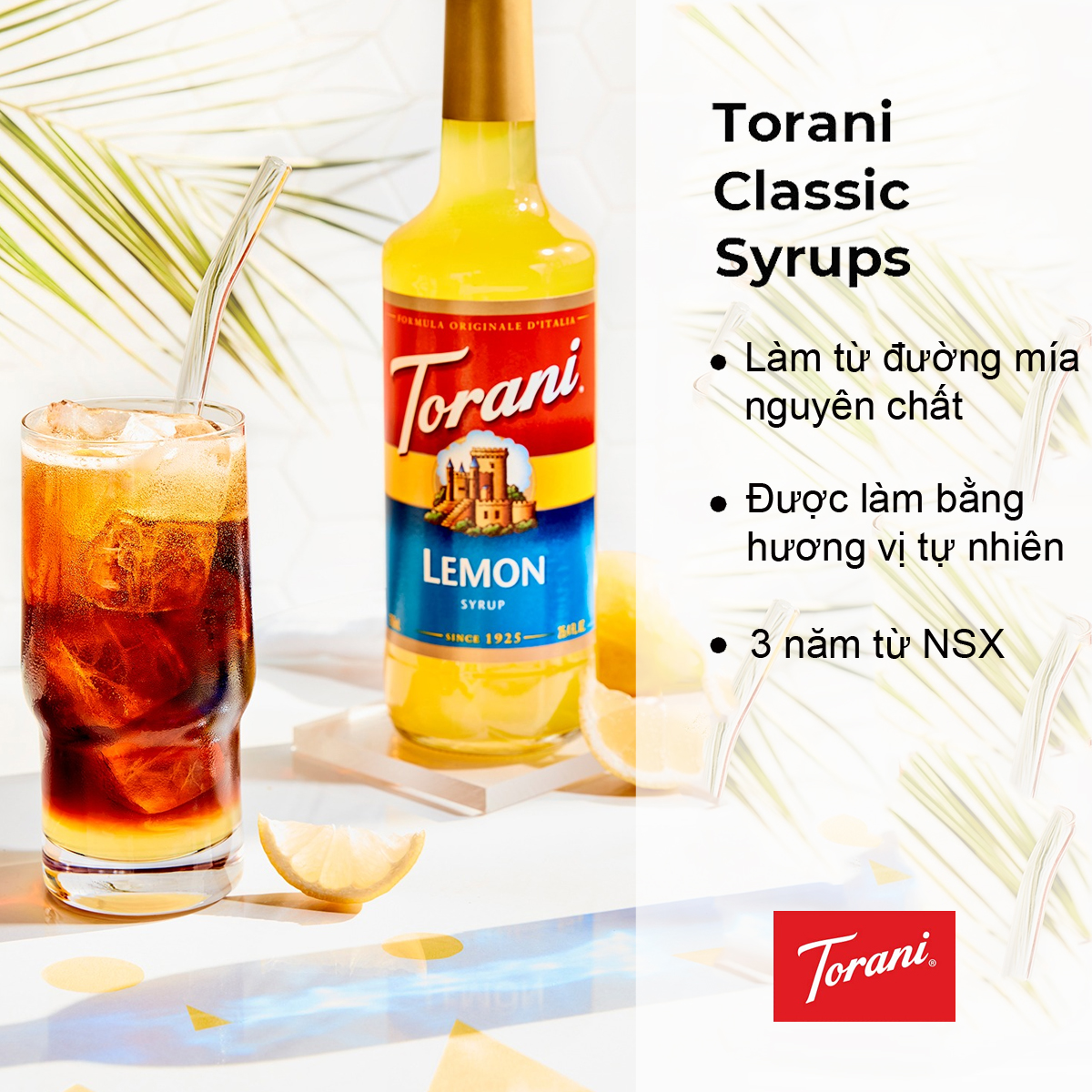 Siro Pha Chế Vị Chanh Vàng Torani Classic Lemon Syrup 750ml Mỹ