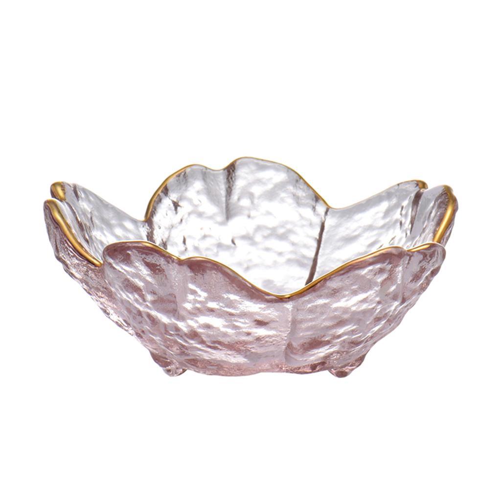 Glass Sauce Bowl Serving Plate for Snack Fruit Condiments with gold inlay