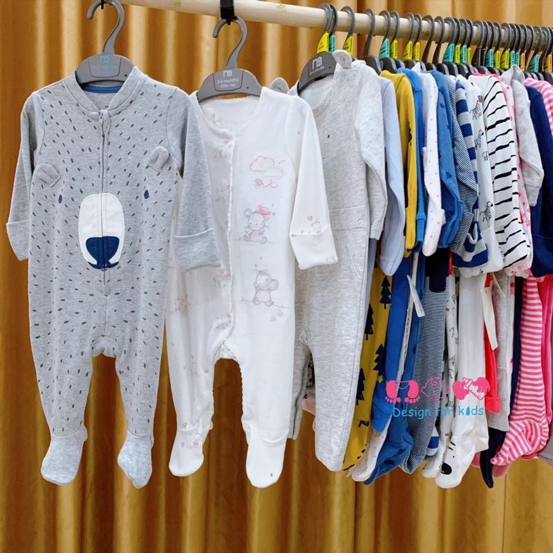 (Chọn mẫu) Sleepsuit / bodysuit hàng Mothercare CÓ BAO TAY LẬT hàng xuất dư cho bé 3-6m (5-7kg)t