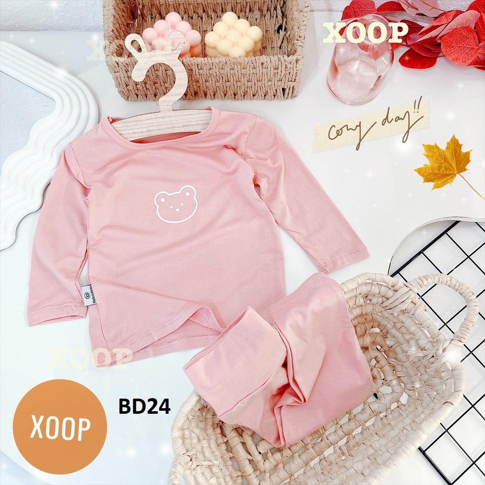 Bộ dài tay chất thun lạnh- Bộ dài tay  cạp cao in họa tiết gấu cho bé  BD24