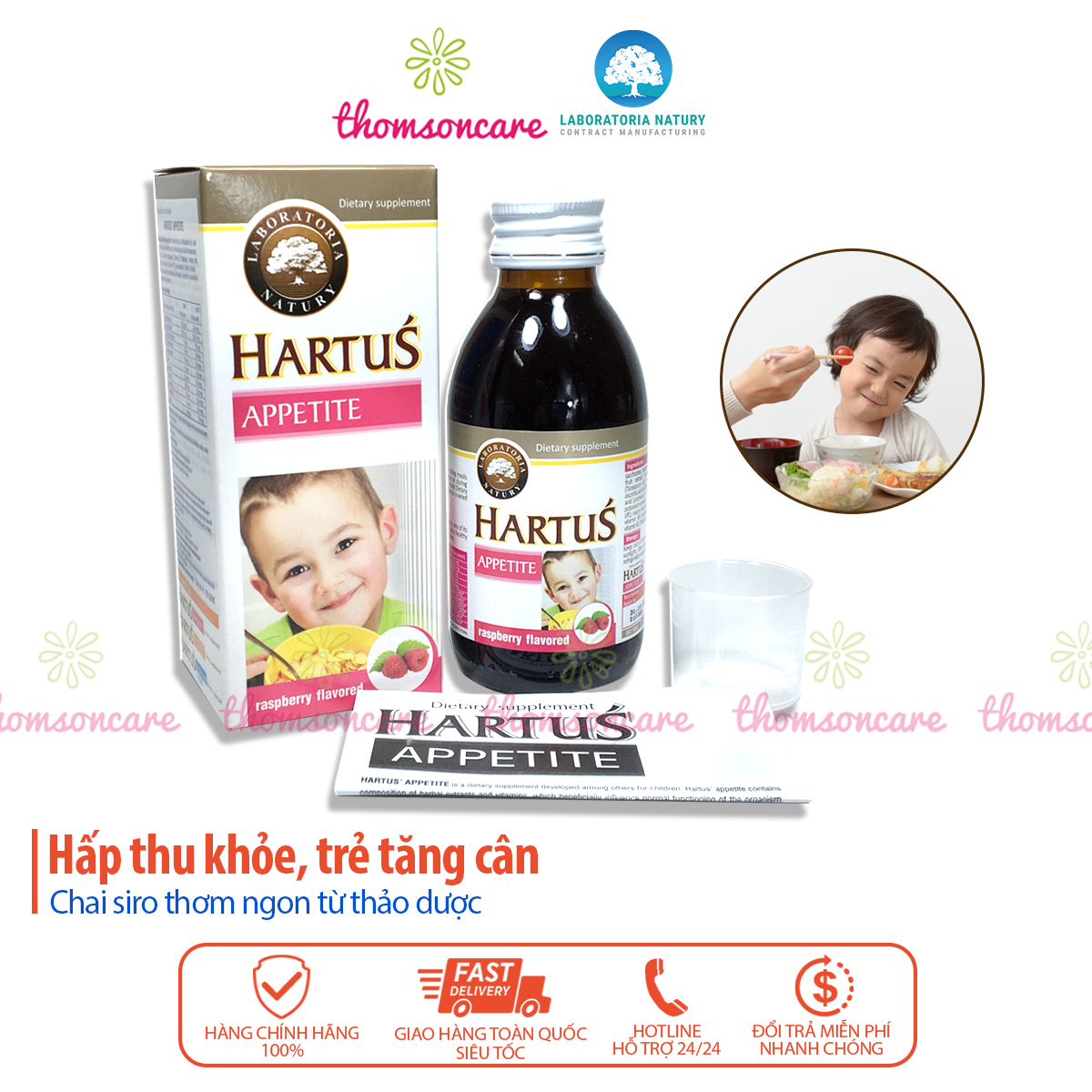 Siro ăn ngon cho bé Hartus Appetite - cho trẻ từ 6 tháng, 1, 2 tuổi giúp hết biếng ăn, tiêu hóa tốt chai 150ml dạng lỏng