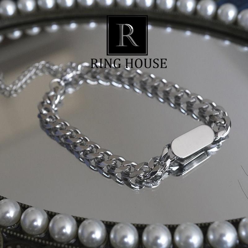 Lắc Tay Vòng Tay Nữ Titan Không Gỉ Xích Mặt Trơn Cá Tính Đẹp Ring House xe