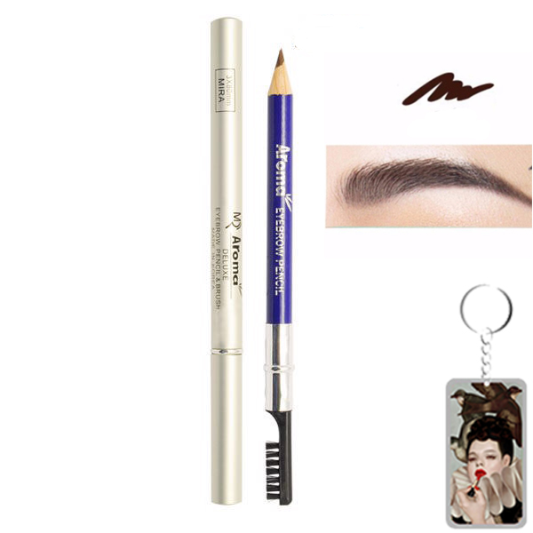 Chì vẽ mày sắc nét Aroma Eyebrow Pencil Hàn Quốc No.22 Black Brown tặng kèm móc khoá