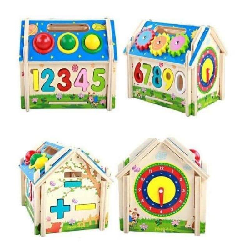 Đồ Chơi Nhà Thả Hình Số Kèm Đập Bóng Bằng Gỗ Cho Bé, Đồ Chơi Gỗ Phát Triển Trí Tuệ
