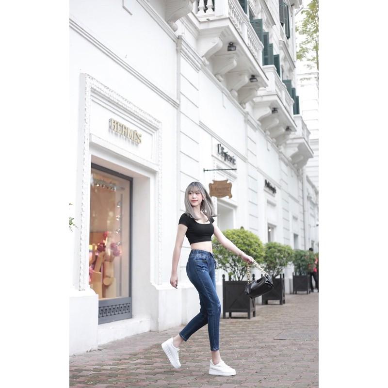 Quần jean baggy cạp chun sước 9 tấc vnxk cao cấp