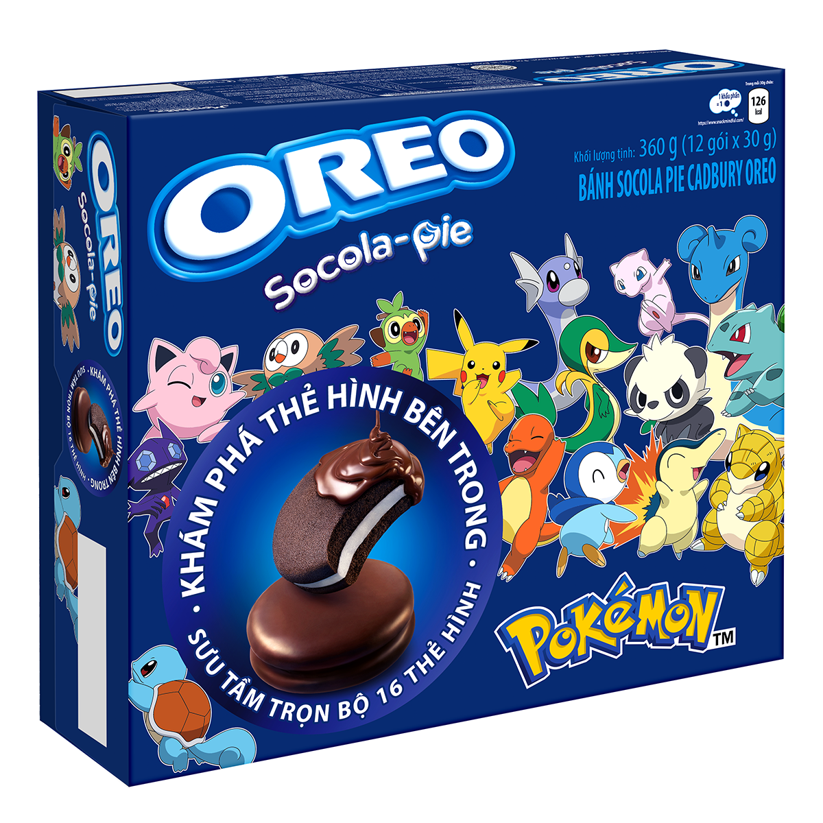 [Special Edition] Bánh OREO Pie POKÉMON vị vani, combo 2 hộp x 360g (Tặng kèm 2 thẻ hình OREO POKÉMON)