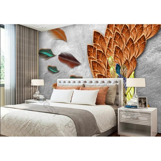 Tranh dán tường Tranh chim công đơn giản ấn tượng, tranh dán tường 3d hiện đại MS739324