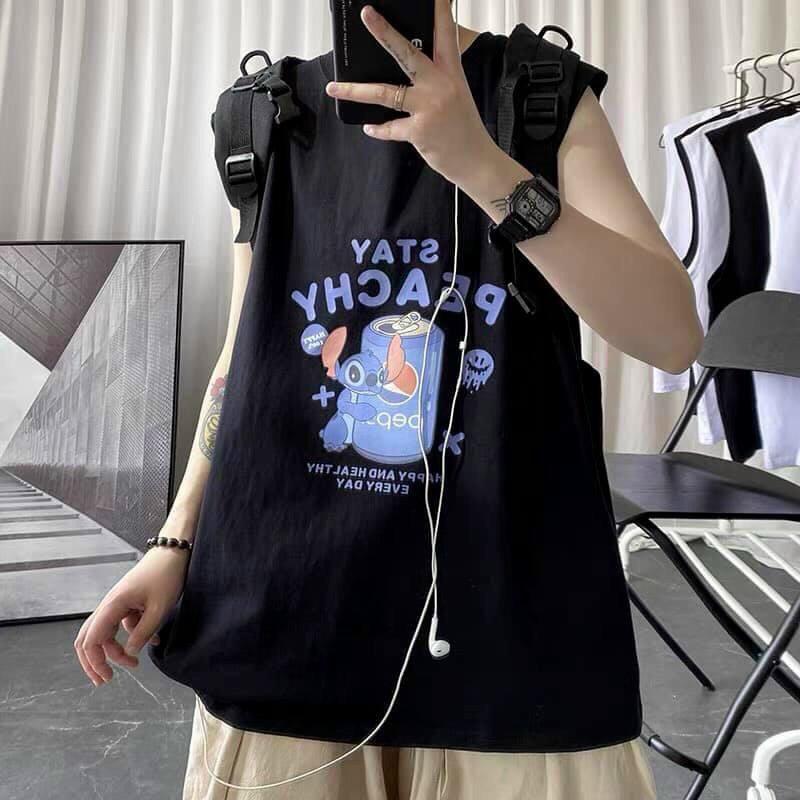 Áo thun ba lỗ in hoạt hình nam nữ với chất thun cotton mềm mịn,thoáng mát,sành điệu freesize từ