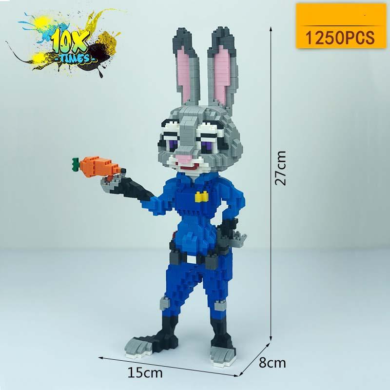 size 42 cm) mô hình lắp ráp 3d thỏ Juddy Hopps và cáo Nick dễ thương - set cáo thỏ 1