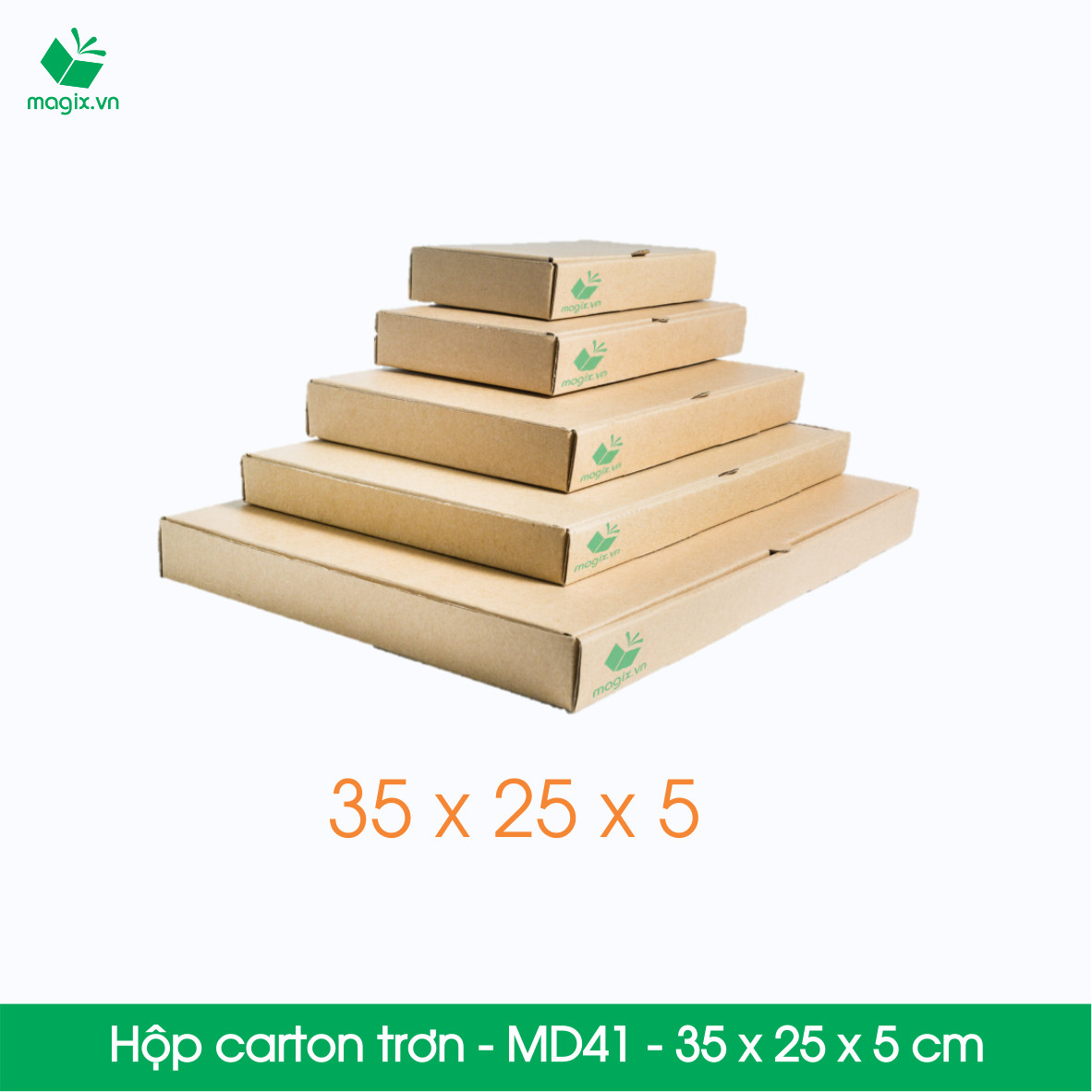 MD41 - 35x25x5 cm - 25 Thùng hộp carton trơn đóng hàng