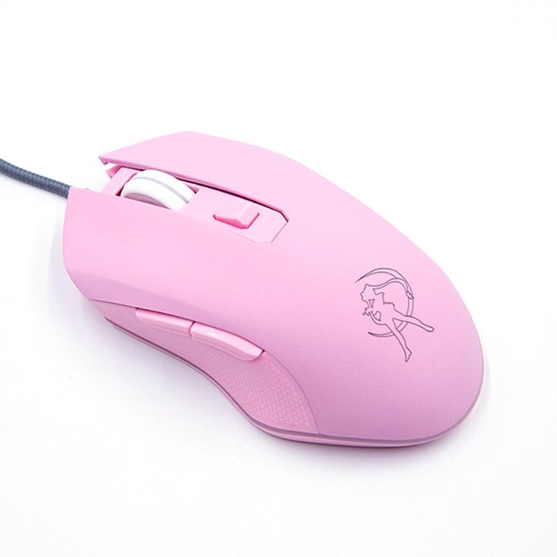 UTHAI DB49 Có Dây Dạ Quang Chuột Hồng 1600 Phụ Kiện Máy Tính Ngoại Vi Cô Gái Dễ Thương Cô Gái Chơi Game