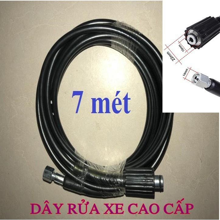 Ống Dây Rửa Xe 7M Cho Máy Bơm Xịt Rửa Áp Lực Cao-Ren Trong 14mm