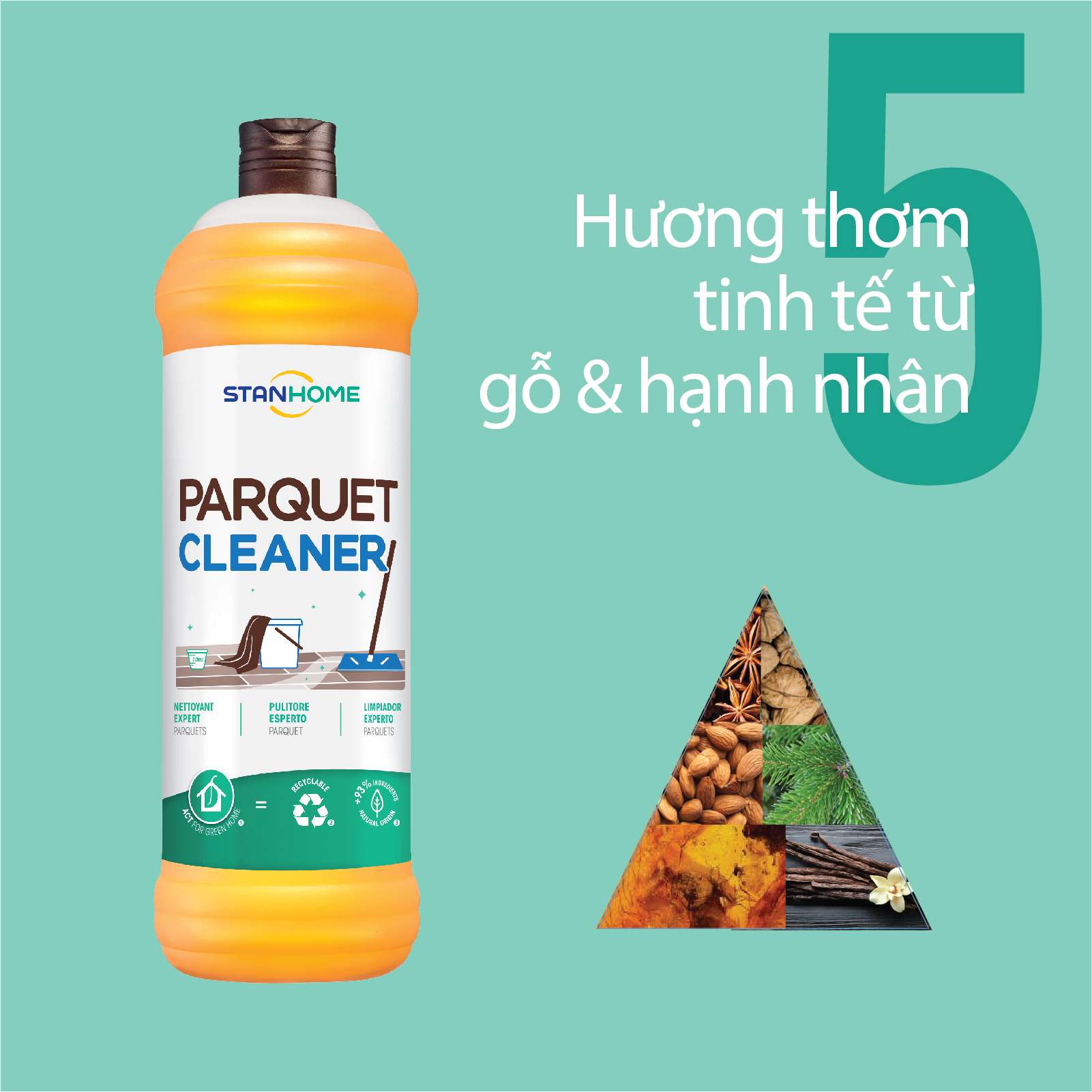 Nước Lau Sàn Gỗ Đậm Đặc Stanhome Parquet Cleaner (1000ml)