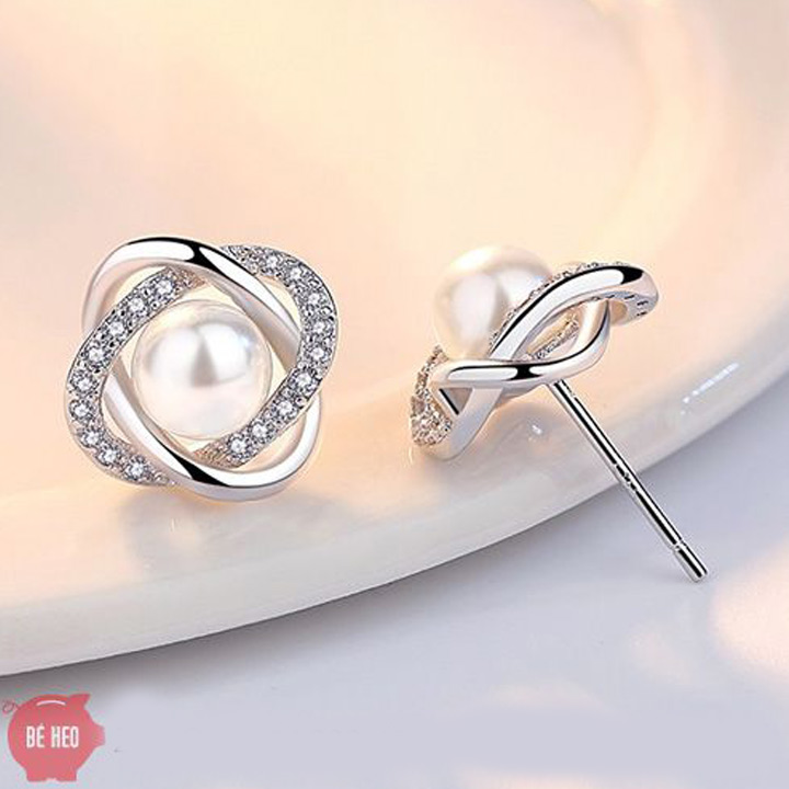 Bông tai bạc s925 ngọc trai viền đá zircon BHBT93-3