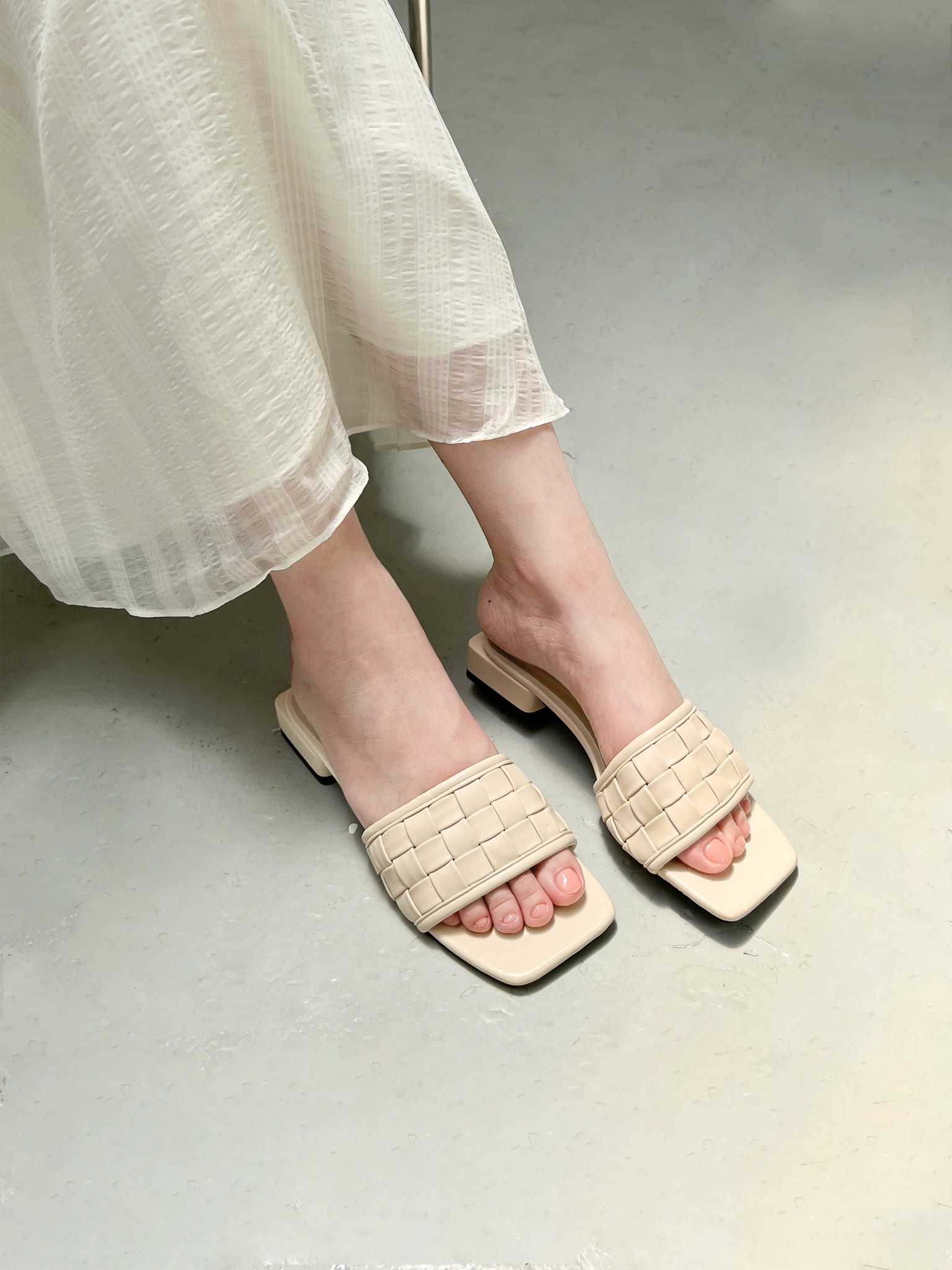 OLV - Dép Creamy Basket Weave Sandals