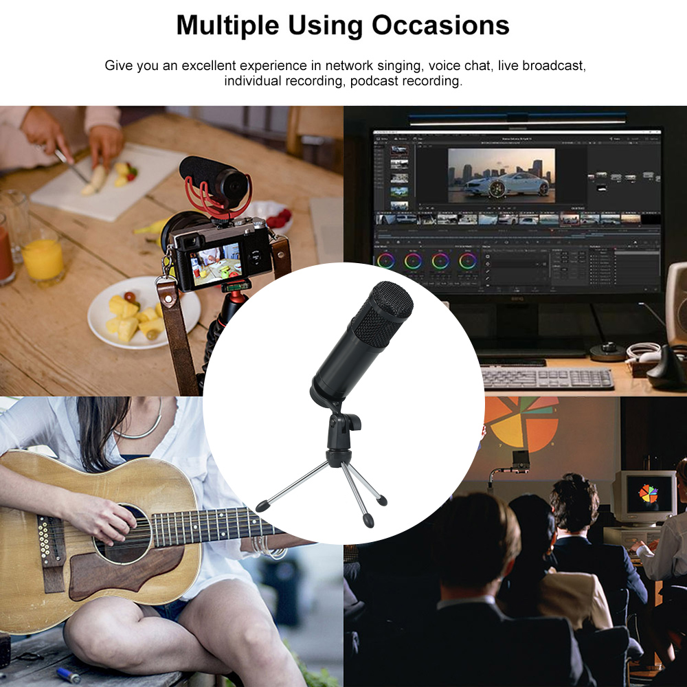 Micrô Ngưng Tụ USB Ghi Âm Truyền Hình Trực Tiếp Với Chân Máy Kẹp Xốp