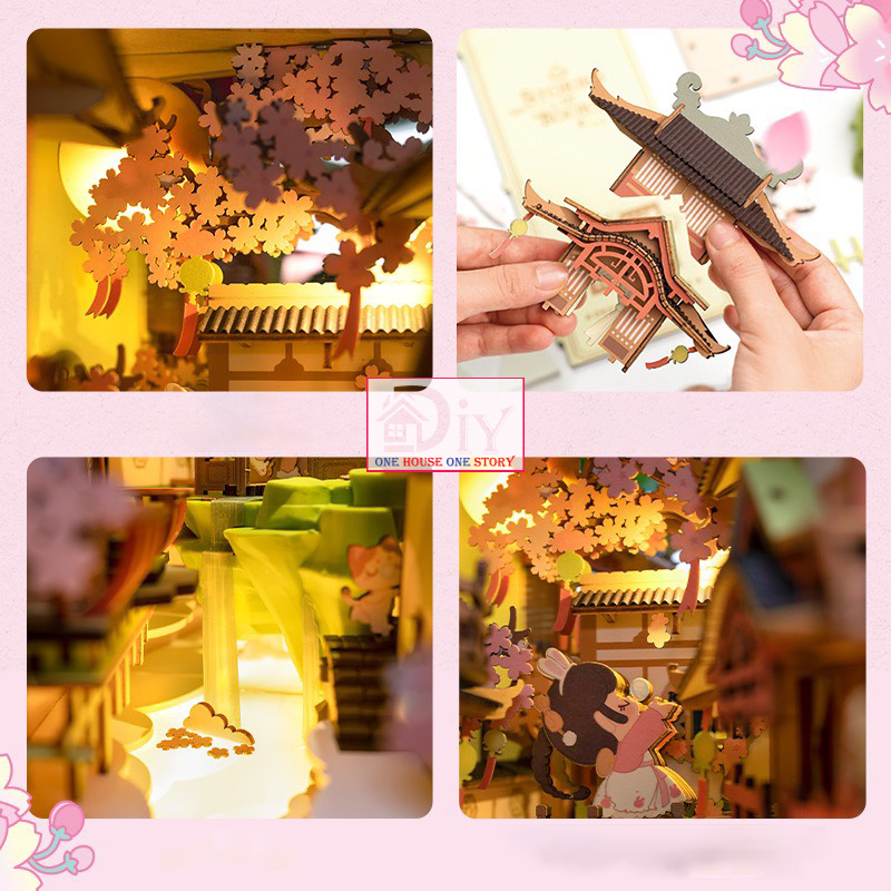 Mô hình Book nook DIY Rolife Falling Sakura TGB05 tự lắp ráp bằng gỗ - Quà tặng DIY trang trí sáng tạo cho bạn trai bạn gái