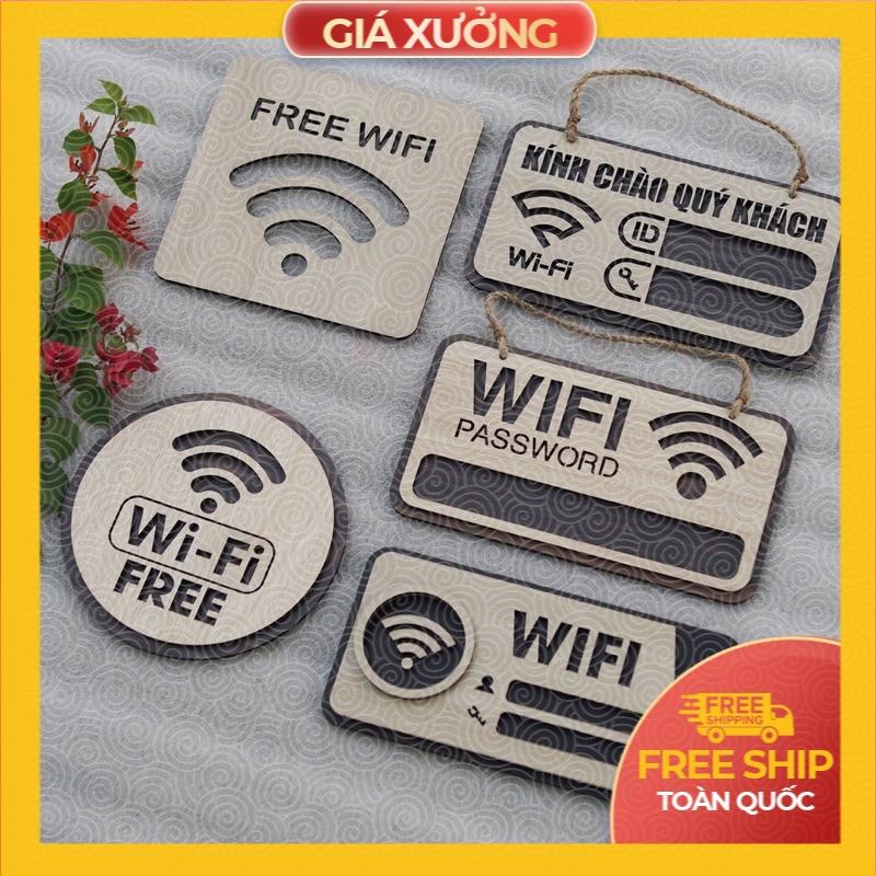 Bảng Gỗ Decor Quán Free Wifi trang trí cao cấp hiện đại decor