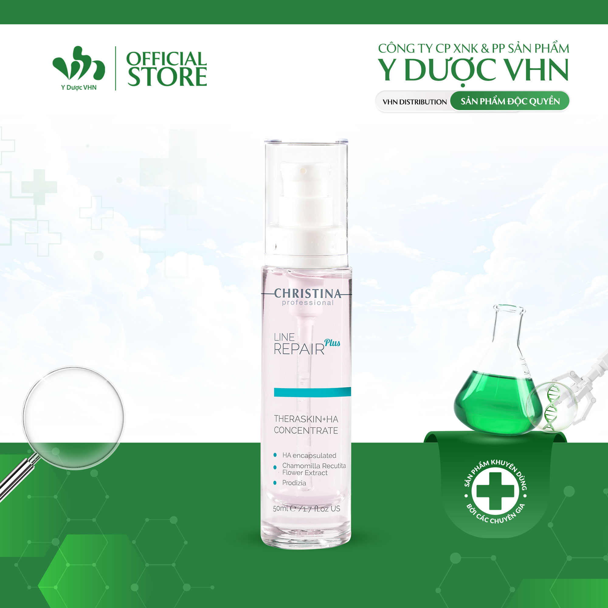 Serum Cấp Nước Line Repair Theraskin + HA Concentrate CHRISTINA Hỗ Trợ Cải Thiện Nếp Nhăn, Trẻ Hóa Làn Da Chai 50ml