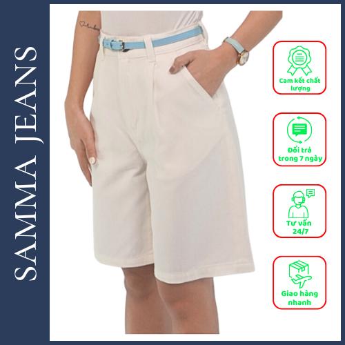 Quần short nữ ngang đùi S06, Quần SOOC khaki nữ cao cấp , Vải Dày dặn giữ form - thương hiệu Samma Jeans