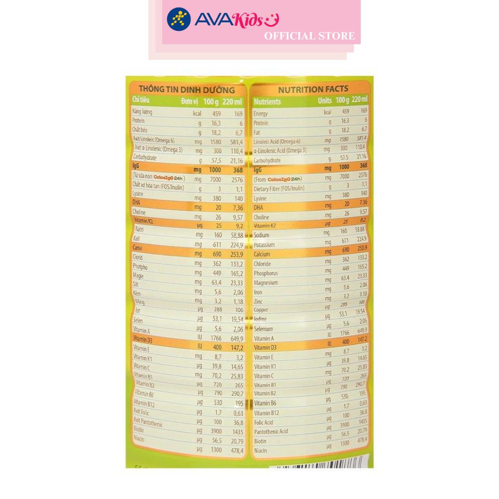 Sữa bột ColosBaby Gold D3K2 1+ (sữa non) 800g (1 - 2 tuổi)